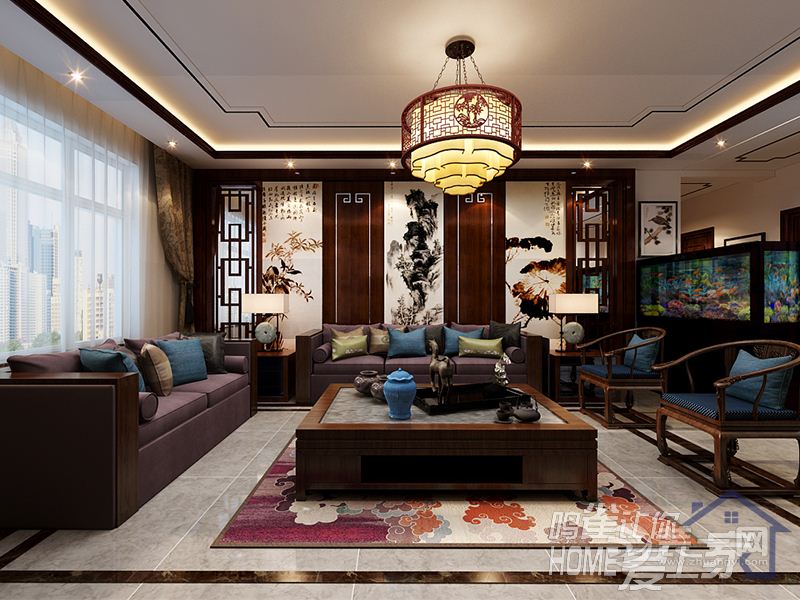 哈尔滨东方新天地117平米三居室中式风格客厅沙发