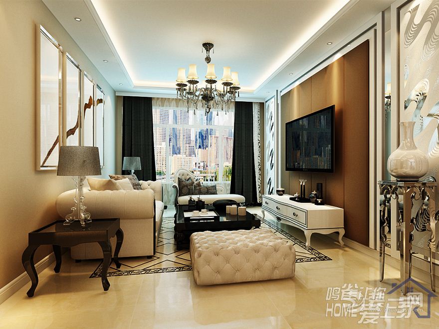 哈尔滨中海雍景110平米三居室现代风格客厅