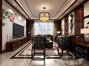 哈尔滨东方新天地117平米三居室中式风格案例图