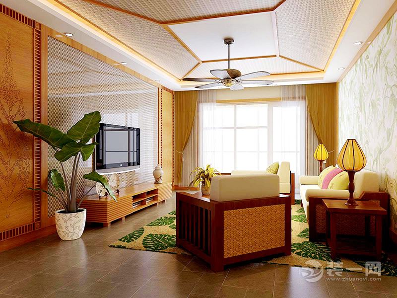  东南亚风格装修的客厅，打造宁静、清雅的家居氛围