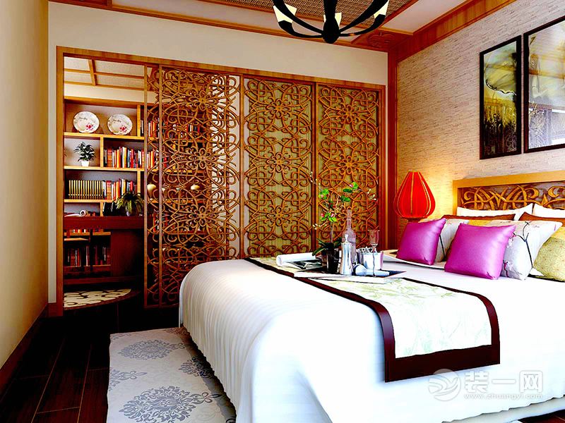 东南亚风格装修的卧室，原始自然的的家居，充满了东南亚民族风情