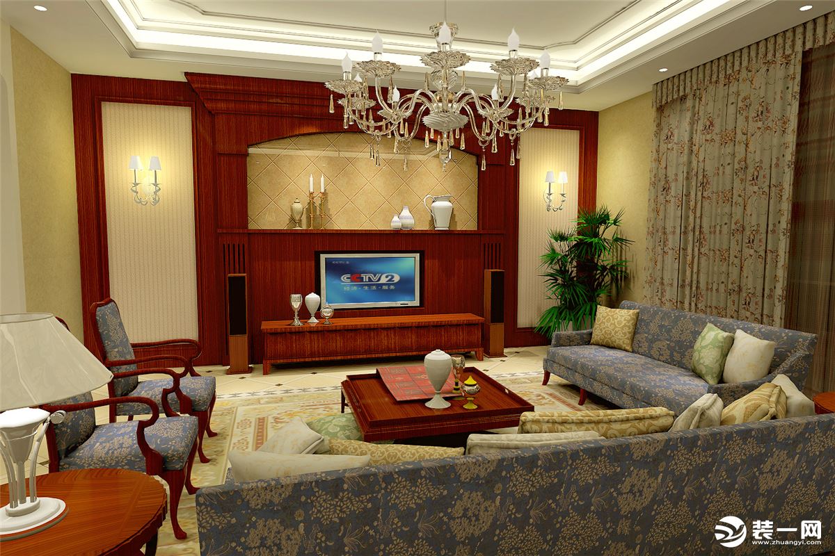 客厅【宁波东易日盛装饰】东方明珠 248平方米 西班牙风格装修效果图