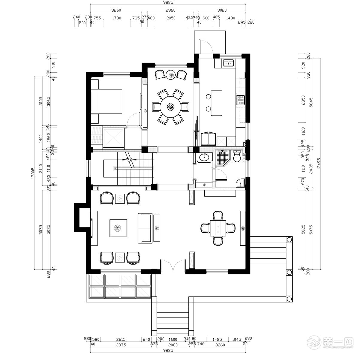 平面【宁波东易日盛装饰】兆隆壹品苑别墅 460平方米 中式风格装修效果图