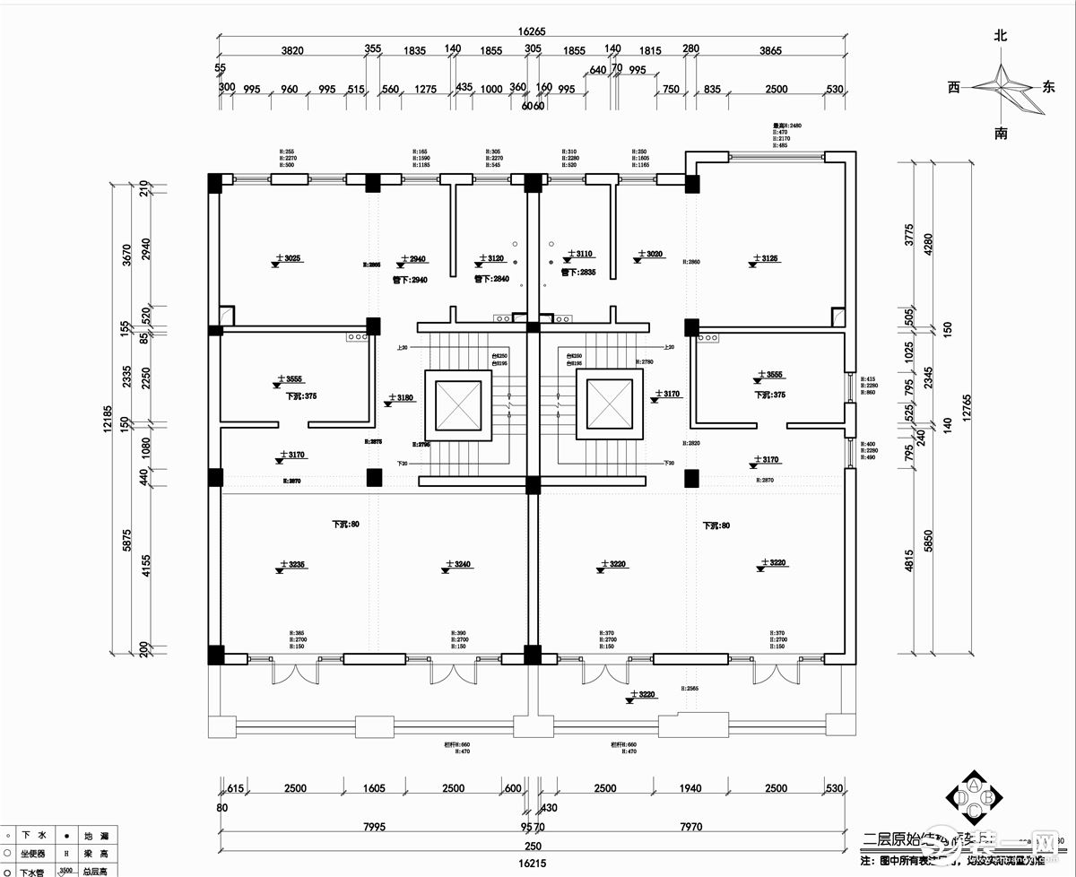 原始框架图【宁波东易日盛装饰】绿城御园 800平方米 法式轻奢风格装修效果图