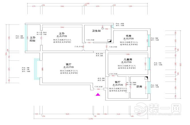 泰达花苑111平米原始尺寸图