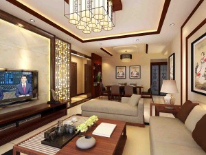汇丰国际141㎡三室两厅新中式风格-客厅