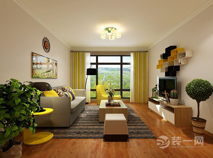 郑州融创金林金水府121平三居室现代简约风格装修 客厅