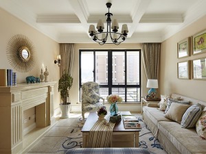 纯色的客厅给人舒适化的视觉效果，用精致的造型以及花纹，提高整体的家装效果。