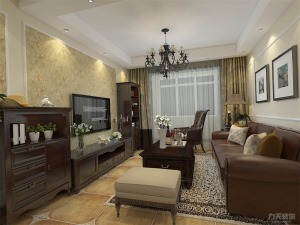 龙溪城-125㎡-美式风格三室二厅装修效果图