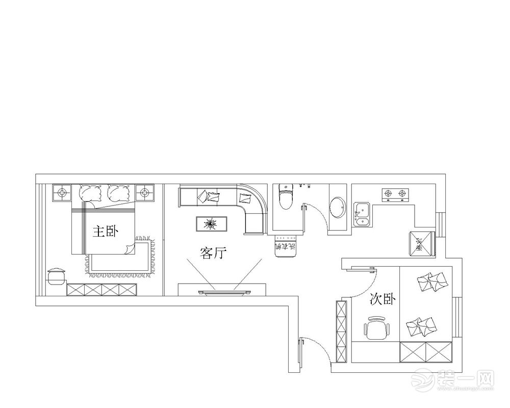 青岛阔达装饰丨市南咸阳路老房70平北欧5万-平面图