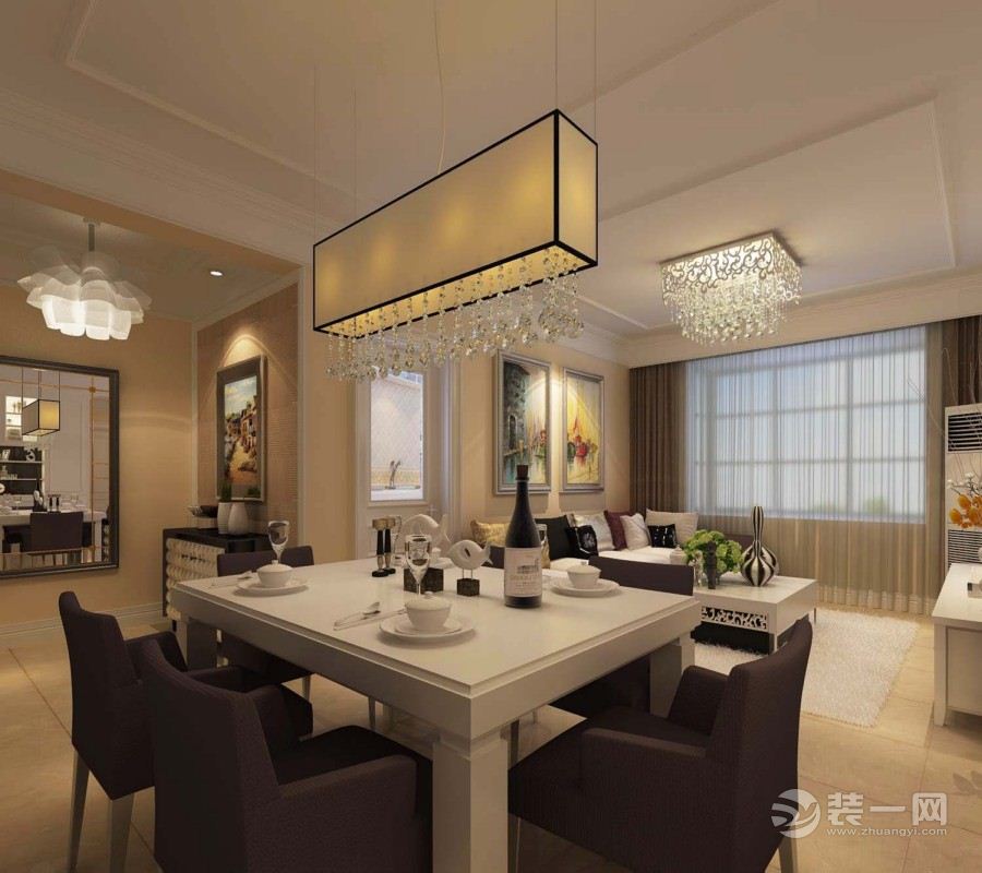 青岛金色环海现代简约风格三居90平餐厅 餐厅桌椅