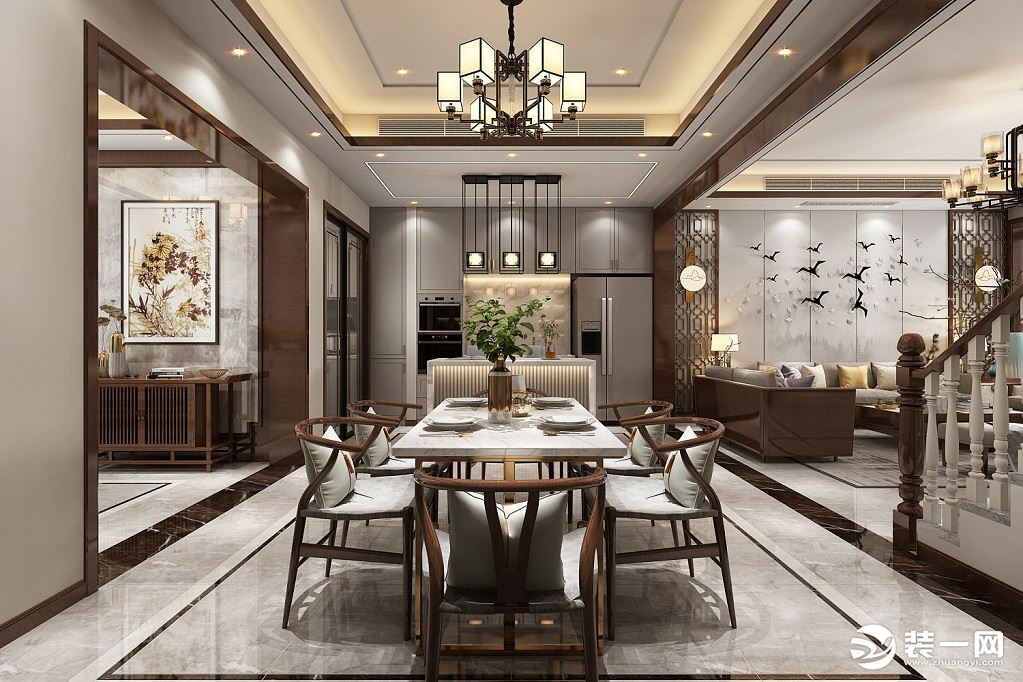 龙湖滟澜海岸220m²新中式风格餐厅