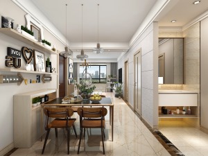 中海蓝庭105平现代简约风格餐厅装修设计图