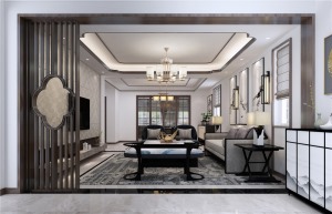 龙湖锦璘原著150平新中式风格三室两厅家装效果图