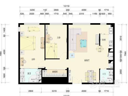 6郑州天地湾99平二居室现代简约风格装修