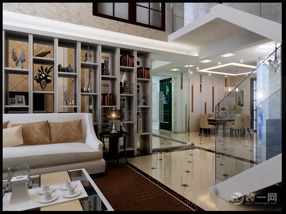 200平米现代风格复式楼客厅装修效果图