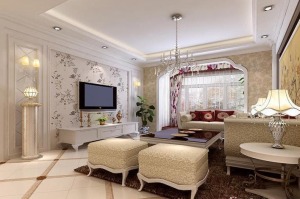 郑州物华国际133平三居室欧式风格装修客厅00