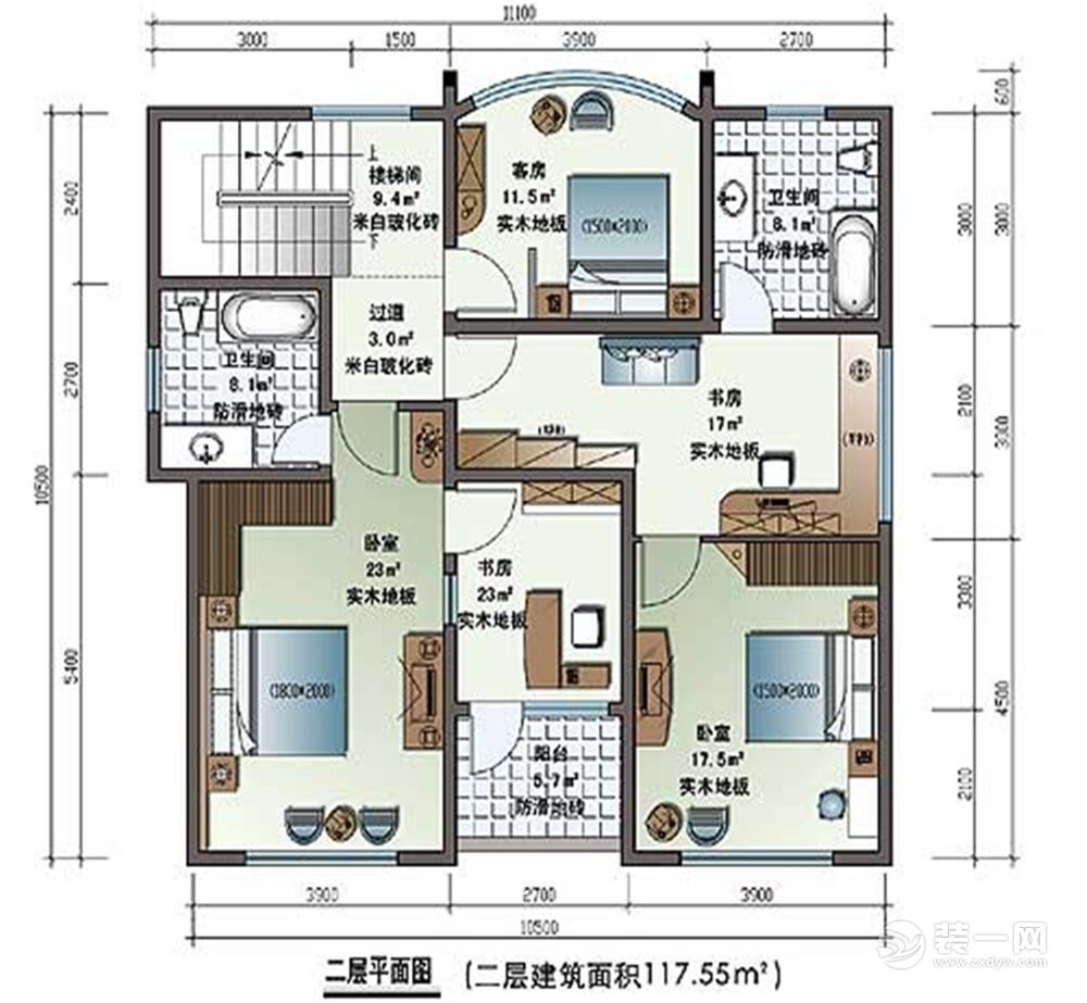 170㎡新中式风格装修效果图-户型图