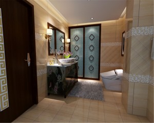 别墅新中式风格装修效果图-卫浴间