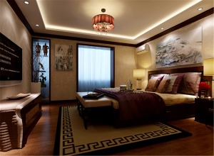 别墅新中式风格装修效果图-卧室