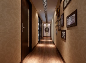 别墅新中式风格装修效果图-走廊
