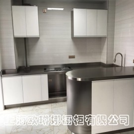 上海欧琳娜白色烤漆纯家用不锈钢整体橱柜厂家非标定制不锈钢导台