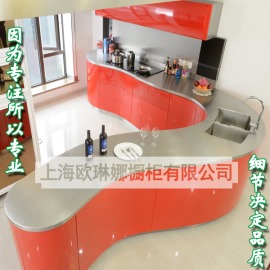 上海厨房整体橱柜定制不锈钢厨房厨柜不锈钢台面水槽一体成型定做