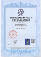 职业安全管理体系认证证书