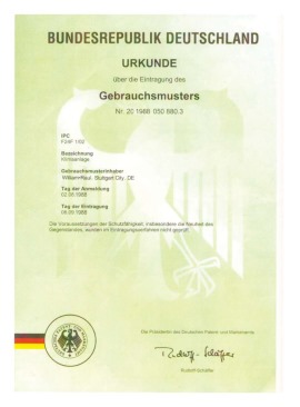 德国联邦政府认定专利证书