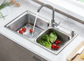恒洁卫浴（Hegii） 厨房304不锈钢水槽厨盆洗菜盆槽 148水槽菜盆配龙头（745x445x220）