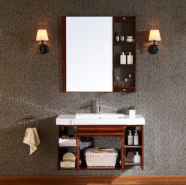 惠达实木北欧式浴室柜挂墙式卫生间柜洗手盆柜镜柜浴室镜组合1551