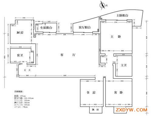 三室两厅现代简约装修户型图