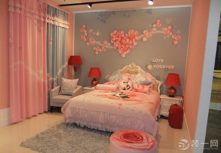 婚房装修粉色系卧室布置效果图