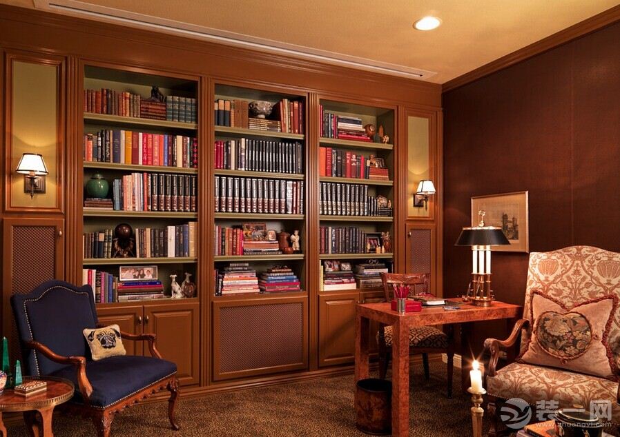 美式风格书房装修设计效果图