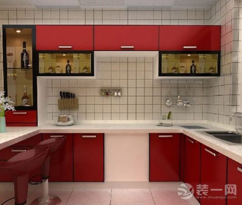 红色系厨房装修设计效果图
