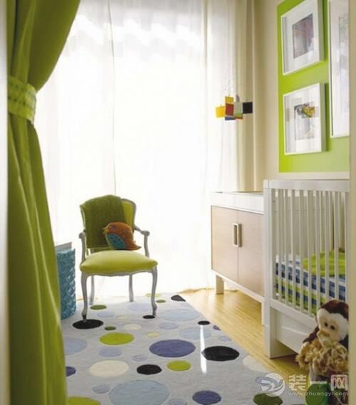 绿色系清凉婴儿房装饰效果图