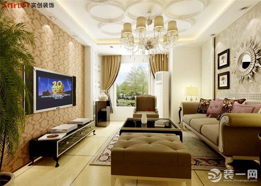 紫晶悦城122平米欧式风格客厅装修设计效果图