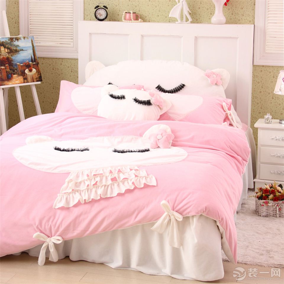 流行家居：床上用品绒布温暖粉色