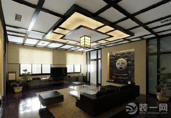 中式风格客厅电视墙装饰装修设计效果图