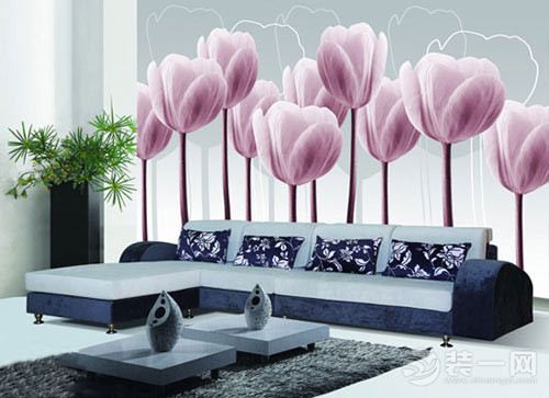彩绘沙发背景墙装饰装修设计效果图
