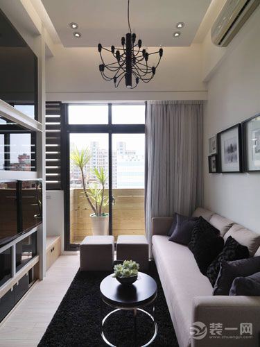 石家庄装修网推荐：40平超小户型现代简约复式美家 客厅挑高空间设计