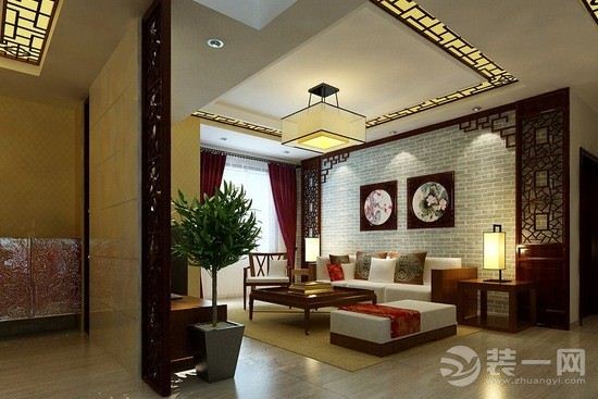 中式风格沙发背景墙装修设计效果图