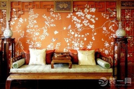 中式古典风格沙发背景墙装修设计效果图