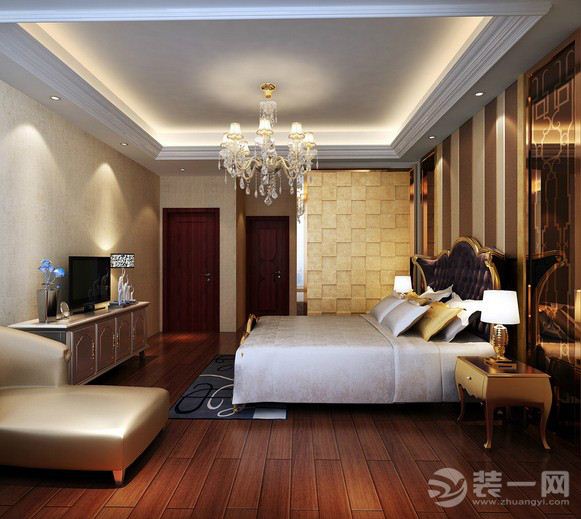 欧式古典风格长方形卧室装饰装修设计效果图