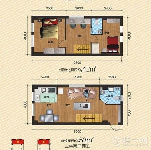 日式风格三居室户型图