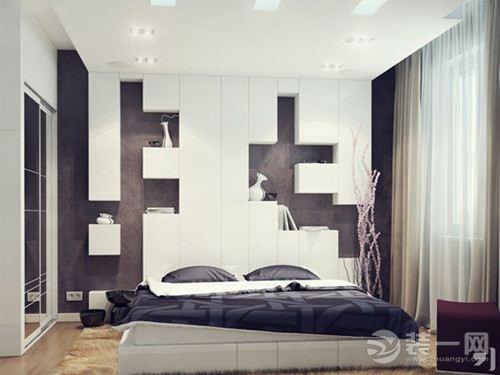 墙壁凹凸收纳设计卧室装修设计效果图