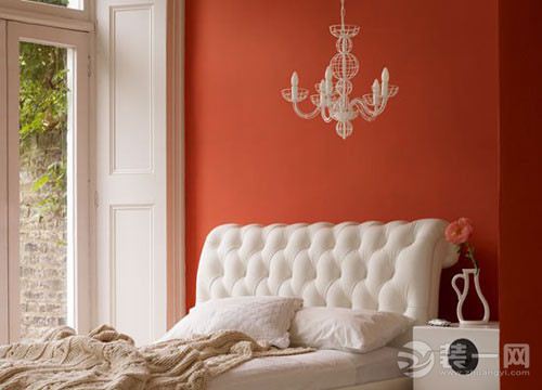 橘红色卧室装修设计效果图