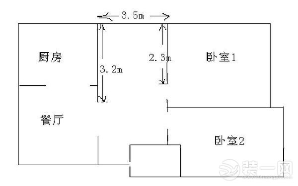 小户型两居室户型图