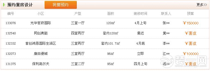 重庆天怡美装饰业主预约量房信息