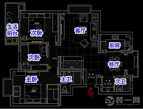 保定装修网 保定装饰 保定132平简约三居装修又多了一个功能区